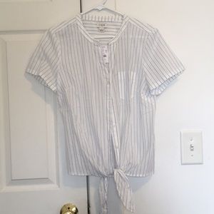 J Crew front tie button up